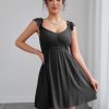 Women's Smocked A-Line Mini Dress Summer Sleeveless Ruffle Strap Flowy Crinkled Sundresses