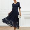 Summer Maxi Dresses for Women 2025 Casual Flutter Sleeve V Neck Cocktail Dress Smocked Elegant Ruffle A-Line Flowy Lace Dress