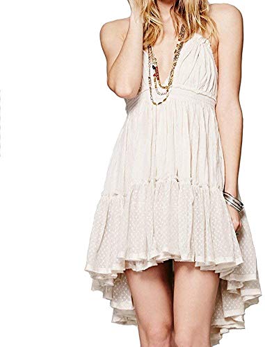 Summer Deep V Neck Bohemian Women Mini Short Dress Backless Beach Boho Dress