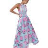 Women's High Split Satin Dress Backless Elegant Wedding Guest Halter Neck Sleeveless Floral Summer Maxi Dresses