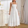 Summer Corset Midi Dress Elegant Square Neck Flowy A Line Wedding Guest Tea Party Dresses for Women Sundress 2025
