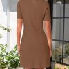 41p-9pEgJmL.jpg Women's Knit Bodycon Sweater Dress Button Short Sleeve Crew Neck Elegant Formal Mini Dress