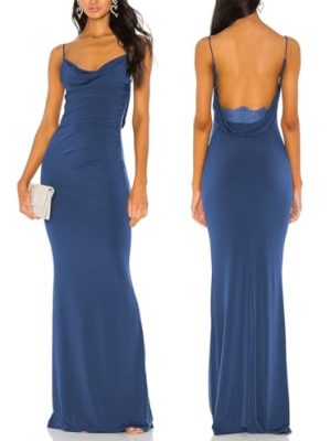 Women Spaghetti Straps Mermaid Evening Gown Wedding Guest Dress Drape Neck Lace Backless Formal Maxi Dress 21