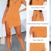 Women Sleeveless Sexy V Neck Bodycon Mini Dress Summer Side Slit Mesh Irregular Ruffle Hem Backless Short Dress