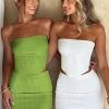 Womens Sexy Summer Two Piece Outfits Bandeau Going Out Crop Tops Bodycon Skirt Sets Mini Dress