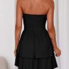 Women's 2025 Summer Strapless Tube Mini Dress Off Shoulder Smocked Ruffle A Line Flowy Short Party Club Dresses