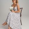Floral Corset Midi Dresses for Women 2025 Lace Up Flowy Summer Wedding Guest Dress with Pockets