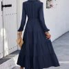 Women's Long Sleeve Dress 2025 Button Down Belted A-Line Flowy Fall Outfits Ruffle Maxi Holiday Party Dresses