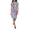 Women's Short Ruched Sleeve Jewel Neck Sheath Mini Dress