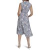 Women's Sleeveless Collared Button Front Tie Waist Midi Shirt Dress