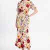 41tlSGIzr0L.jpg Women's 3D Floral Short Sleeves Crew Neck Fishtail Mesh Embroidery Party Cocktail Maxi Dress