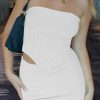 Womens Sexy Summer Two Piece Outfits Bandeau Going Out Crop Tops Bodycon Skirt Sets Mini Dress