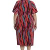 Women's Short Flutter Sleeve Faux Wrap Midi Dress