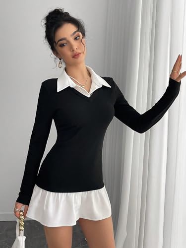 Women's Mini Sexy Dress 2025 Summer Solid Color Long Sleeve Casual Short Dress