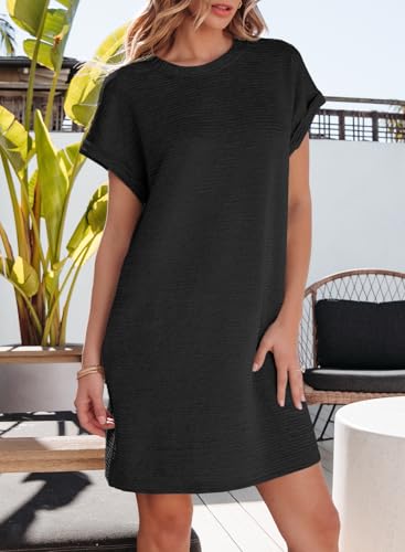 Womens Summer Dresses Fashion 2025 Short Sleeve Spring Mini Dress Casual Beach Vacation Clothes Dresses