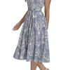 Women's Sleeveless Collared Button Front Tie Waist Midi Shirt Dress
