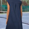 Women's 2025 Summer Short Sleeve Mini Dress Casual Collared V Neck Loose T Shirt Dresses