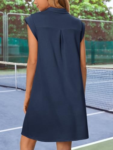 Women's 2025 Summer Short Sleeve Mini Dress Casual Collared V Neck Loose T Shirt Dresses