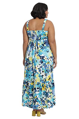 Women's Cotton Smocked Back Babydoll Tiered Maxi Dress