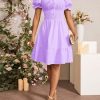 Women's Boho 2025 Summer Mini Dress, Square Neck Ruched Ruched Hem Elegant Dress