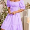 Women's Boho 2025 Summer Mini Dress, Square Neck Ruched Ruched Hem Elegant Dress