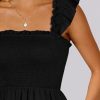 Womens Summer Casual Square Neck Smocked Short Sundress 2025 Spring Beach Vacation Flowy Cute Teen Boho Dresses