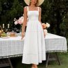 Summer Corset Midi Dress Elegant Square Neck Flowy A Line Wedding Guest Tea Party Dresses for Women Sundress 2025