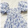 Women's Floral Dress Puff Sleeve Dress Square Neck Summer Vacation Picnic Mini Dresses