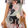 Womens Summer Dresses Beach Casual Loose Tshirt Floral Short Sleeve Flowy Pockets Sundresses