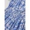 Women Short Bubble Sleeves Cotton Maxi Dress Flower Printed V Neck Elastic Waist Casual Red Long Summer Dresses