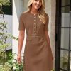 51AOCsqsOBL.jpg Women's Knit Bodycon Sweater Dress Button Short Sleeve Crew Neck Elegant Formal Mini Dress