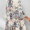 Summer Dresses for Women 2025 Flowy Ruffle 3/4 Sleeve V Neck Tiered Casual Babydoll Boho Beach Mini Dress