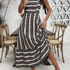 Women's Floral Print Tie Strap Square Neck Ruffle Boho Maxi Dress