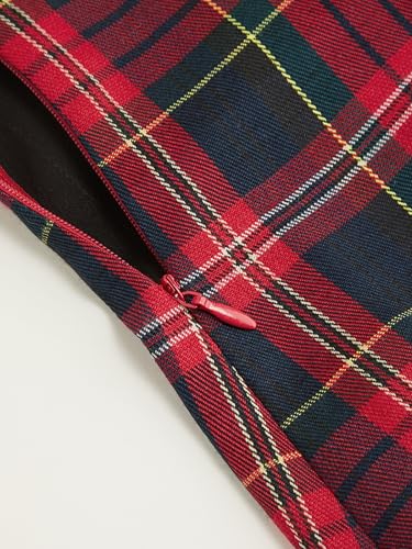 Mini Dress Plaid Checks Sleeveless Short Party Dress Scoop Neck Middle Waist Zipper Casual