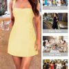 Women's Sexy Ruched Mesh Midi Short Dresses for Women Square Neck Fitted Elegant Club Party Cocktail Dress