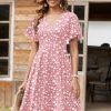 Womens Summer Dress Casual Swing Floral Ruffle Short Sleeve Sundresses Beach Mini A-line Shift Dress 2025 with Pockets