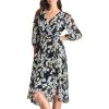 Women's Balloon Sleeve Faux Wrap Midi Dress