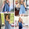 51QP9MJxeKL.jpg Womens Summer Sleeveless Mini Dress Casual Loose V Neck Sundress with Pockets