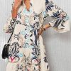 Summer Dresses for Women 2025 Flowy Ruffle 3/4 Sleeve V Neck Tiered Casual Babydoll Boho Beach Mini Dress