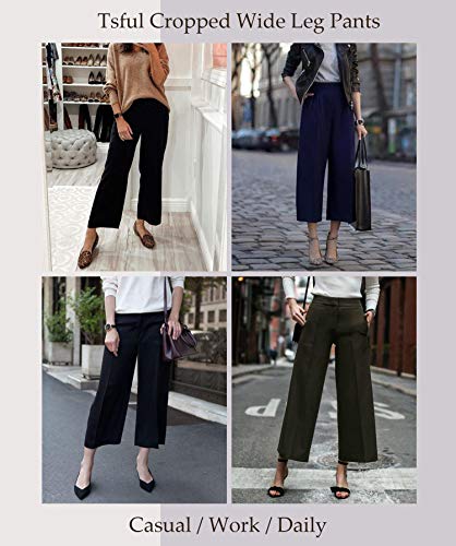 Wide Leg Pants for Women Trousers High Waisted Dress Pants Business Casual Summer Capris Stretch Pull On Work Slacks