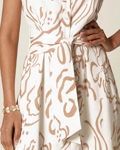 Women's Summer Button Down Shirt Dresses Sleeveless V Neck Belted Casual Maxi Dress with Pockets