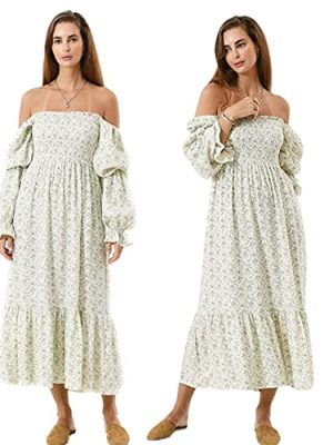 Women??s Baby Shower Dress, Nursing Cotton Yuki Dress, Muslin Maternity Gown for Photoshoot