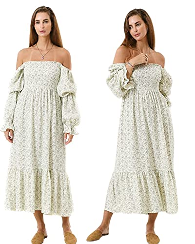 Women??s Baby Shower Dress, Nursing Cotton Yuki Dress, Muslin Maternity Gown for Photoshoot