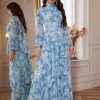 Summer Casual Dresses for Women 2024 Spring Fashion Boho V Neck Long Sleeve Ruffle Floral Print Elegant Maxi Dress