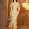 Women's 3D Floral Embroidery Dress Ruffle Sleeve Fishtail Lace Bodycon Party Cocktail Mini Dress