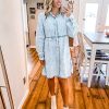 Long Sleeve Denim Dress for Women Jean Dress Button Down Casual Babydoll Denim Shirt Dress