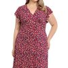 Women's V-Neck Ruffle Sleeve Matte Jersey Dress Casual Summer Fun Easy Wear to Brunch