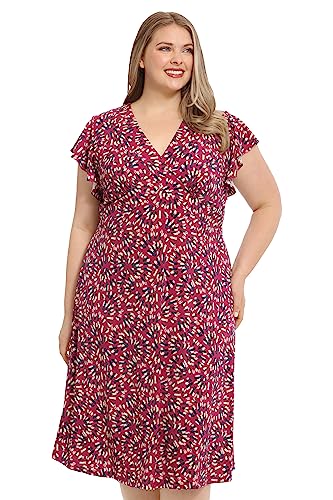 Women's V-Neck Ruffle Sleeve Matte Jersey Dress Casual Summer Fun Easy Wear to Brunch