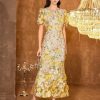 Women's 3D Floral Embroidery Dress Ruffle Sleeve Fishtail Lace Bodycon Party Cocktail Mini Dress