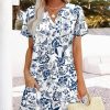 Dresses for Women 2025 Casual Summer V Neck Wedding Guest Dress Short Sleeve Fashion Beach Vacation Clothes
